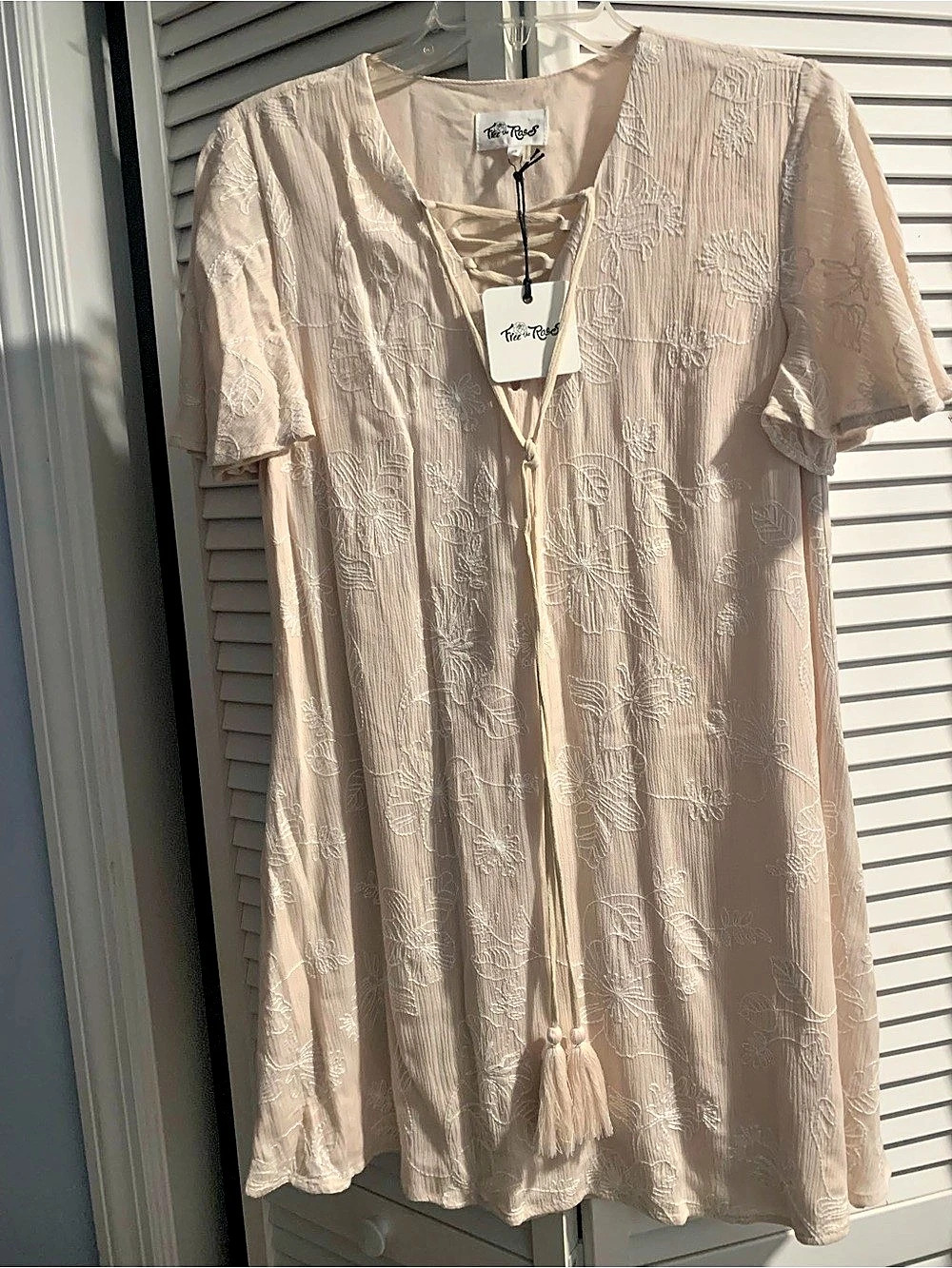 Free The Roses Floral Mini Dress in Cream Size XS NWT